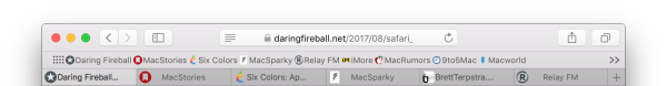 Screenshot of Safari for Mac with Tab and Bookmark Favicons